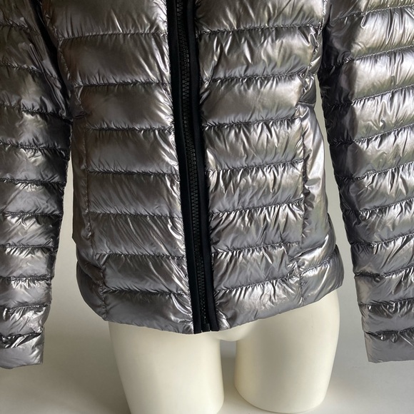 Coach Silver Grey Polyamide Duck Down Packable Hooded Puffer Jacket size S - Picture 4 of 14